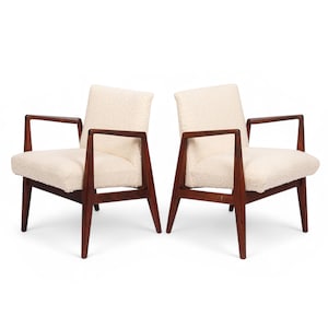Mid Century Cream Upholstered Lounge Chairs by Jens Risom, 1960s