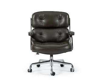 Herman Miller Eames Time Life Executive Chair, Dark Gray Leather, 1988