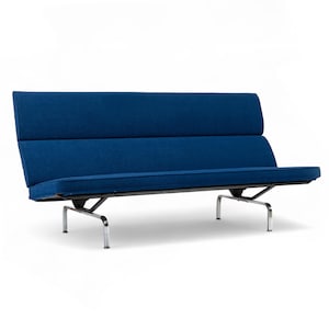 Mid Century Blue Sofa Compact by Eames for Herman Miller 1970s