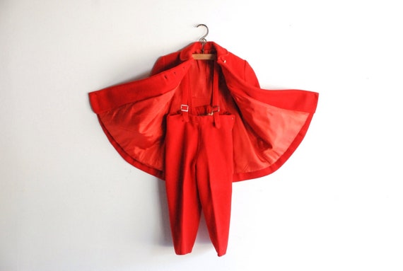 Vintage Handmade Girl's Red Wool Winter Coat and … - image 3