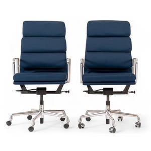 Herman Miller Eames Tall Navy Blue Fabric Office Chairs Set of 2