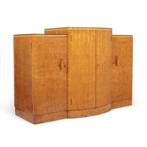 Exceptional Antique Art Deco Maple Wood Bar Cabinet or Sideboard 1930s