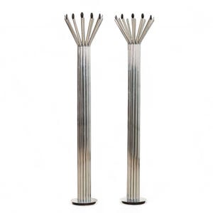 Mid Century Silver Chrome Tubular Floor Lamp