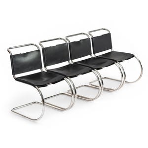 Mid Century Bauhaus MR 10 Black Side Chairs by Mies van der Rohe for Knoll