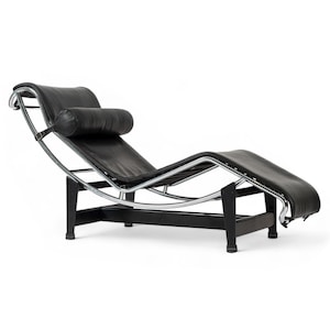 Cassina LC4 Black Leather Chaise Lounge Chair by Le Corbusier 2006