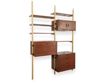 Mid Century Omni Wood Modular Wall Unit Shelving & Bookcase by George Nelson