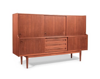 Mid-Century Danish Teak Tall Sideboard or Bar Cabinet by Johannes Andersen