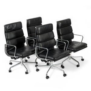 Authentic Eames Herman Miller Tall Black Leather Office Chairs 2001