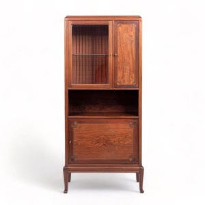 Antique Art Nouveau Inlaid Wooden Cabinet by Majorelle, France, Signed