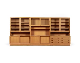 Mid Century Danish Oak Wood Shelving & Display Cabinets by Poul Hundevad