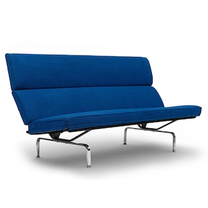 Mid Century Blue Sofa Compact by Eames for Herman Miller 1970s