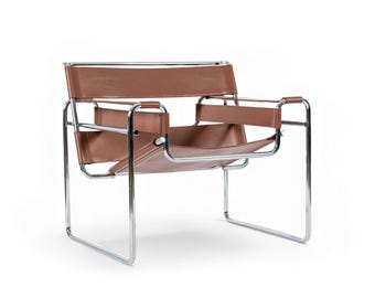 Mid Century Wassily Brown Lounge Chair by Marcel Breuer for Gavina
