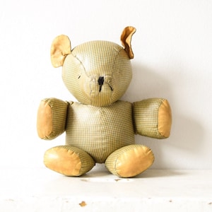 antique stuffed animal plaid teddy bear toy