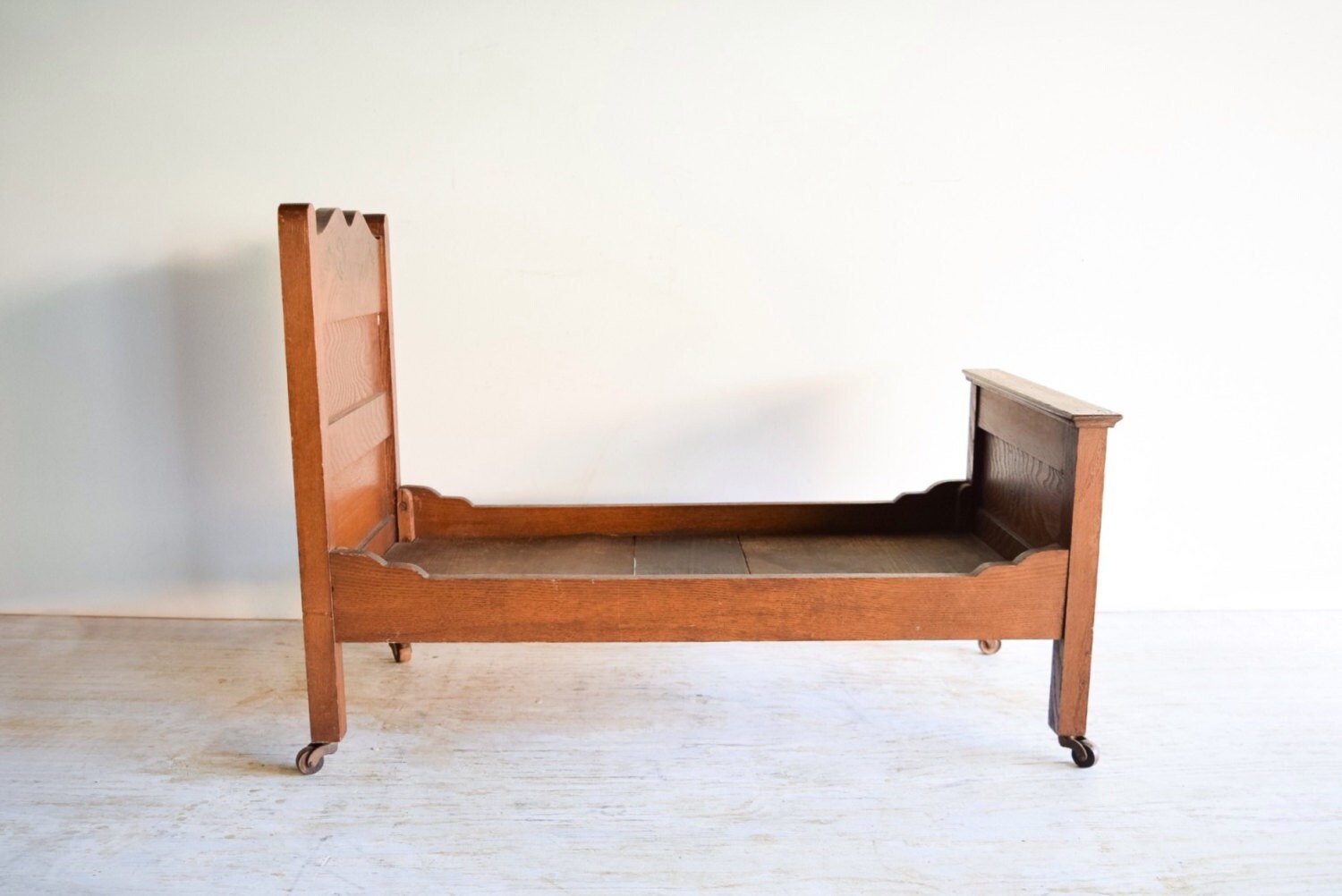 Vintage Antique Wooden Doll Bed Crib Antique Tiger Oak Rustic Etsy