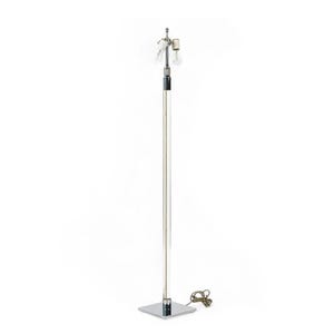 Vintage Mid Century Glass Column & Chrome Floor Lamp by Hansen