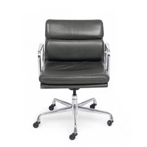 Dark Gray Leather Office Chair Eames for Herman Miller Soft Pad