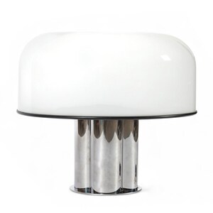 Extra Large Mid Century Italian White & Chrome Table Lamp by iGuzzini