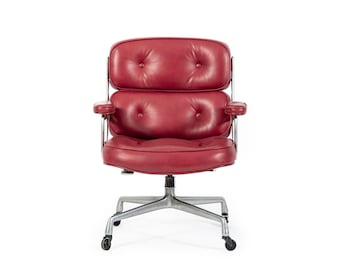 Vintage Eames for Herman Miller Time Life Red Leather Lobby Office Chair 1960s