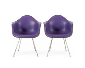 Vintage Mid Century DAX Purple Lounge Chairs by Eames for Herman Miller
