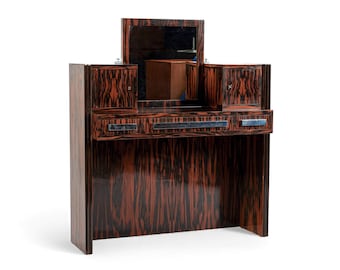 Antique French Art Deco Macassar Ebony Vanity Cabinet by Georges Champion (attr)