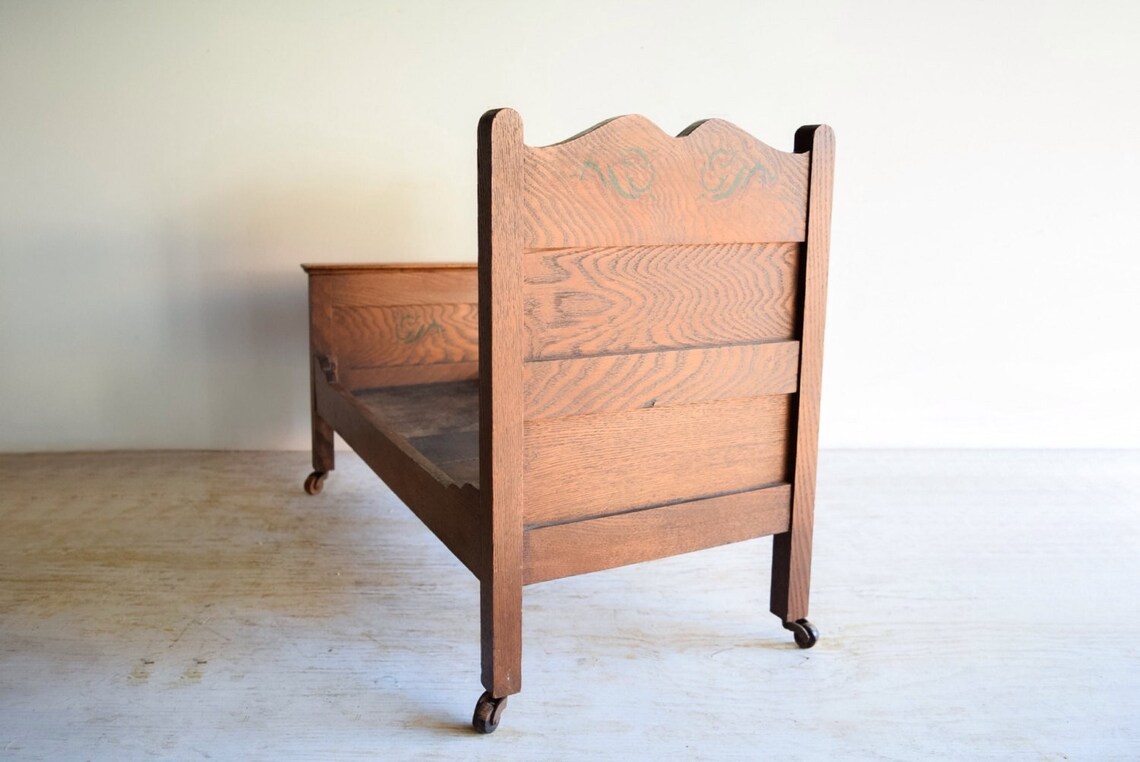 Vintage Antique Wooden Doll Bed Crib Antique Tiger Oak Rustic Etsy