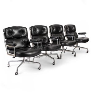 Eames for Herman Miller Time Life Black Leather Office Chairs 1980s