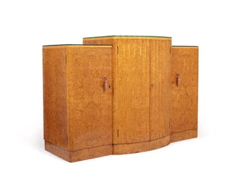 Exceptional Antique Art Deco Maple Wood Bar Cabinet or Sideboard 1930s