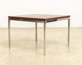 Original Vintage Mid Century Florence Knoll for Knoll Associates Square Walnut Wood Coffee Table, 1960s, Labeled