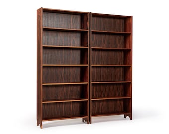 Pair of Mid Century Scandinavian Modern Tall Rosewood Bookcases