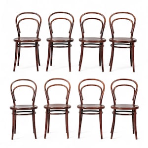 Vintage Bent Wood Cafe Bistro Chairs by Drevounia, Set of 8
