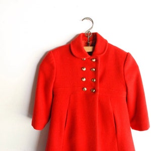 Vintage Handmade Girl's Red Wool Winter Coat and Pants Set image 1