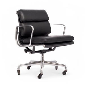 Black Leather Desk Chair by Eames for Herman Miller Aluminum Group