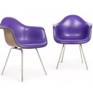 Mid Century Purple DAX Lounge Chairs by Eames for Herman Miller, 1960s