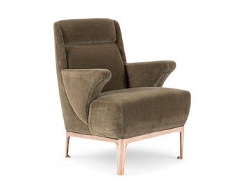 Restored 1940s Art Deco Lounge Chair Mink Mohair, Matching Sofa Available