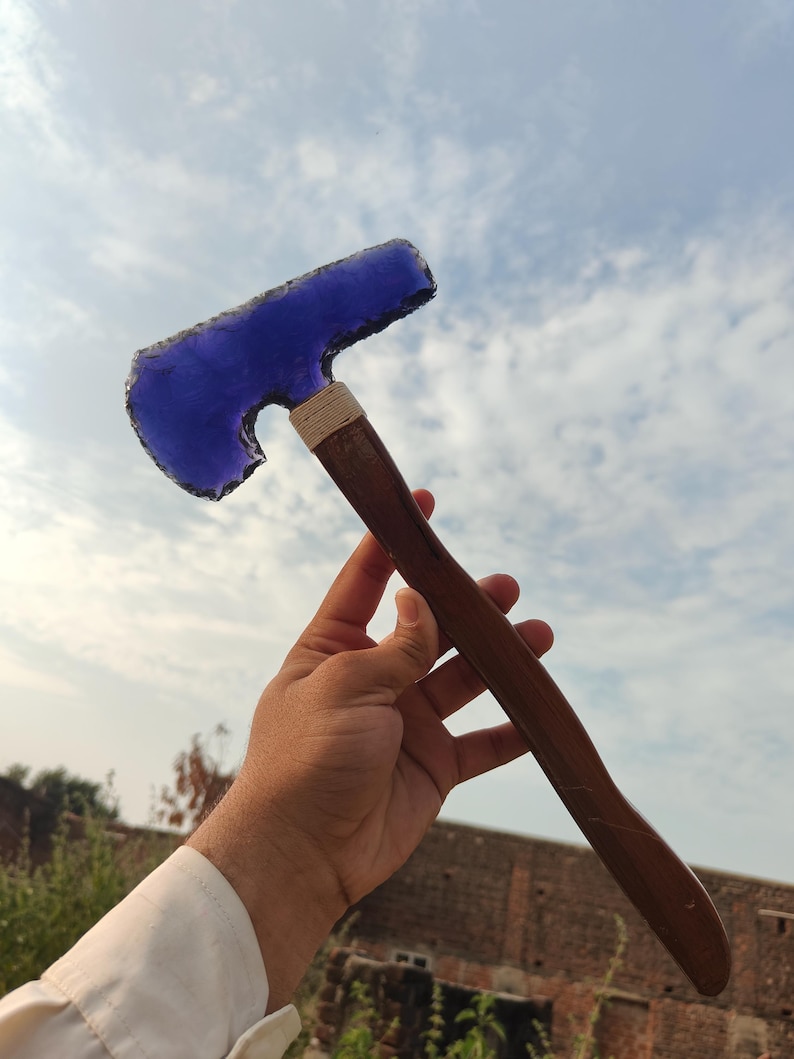Rotual Dagger Handcrafted Amethyst Glass Axe Blade Knife, 13 Inch Viking Style Athame ...