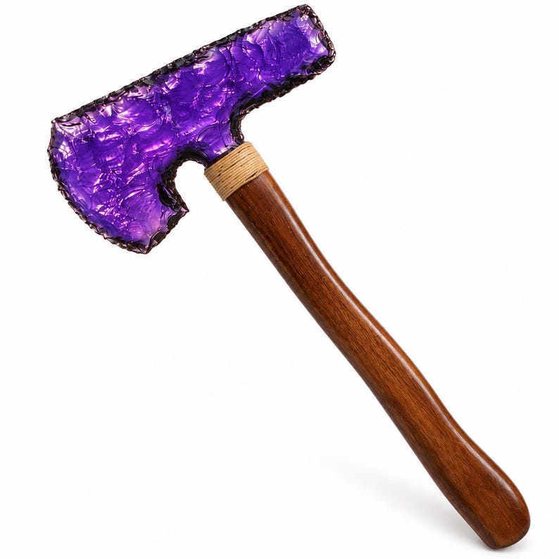 Rotual Dagger Handcrafted Amethyst Glass Axe Blade Knife, 13 Inch Viking Style Athame ...