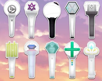 Kpop Lightstick Holographic Vinyl Stickers Boy Group Star Holo