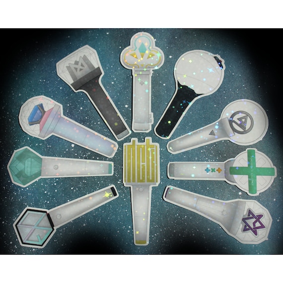 Kpop Lightstick Holographic Vinyl Stickers Boy Group Star Holo