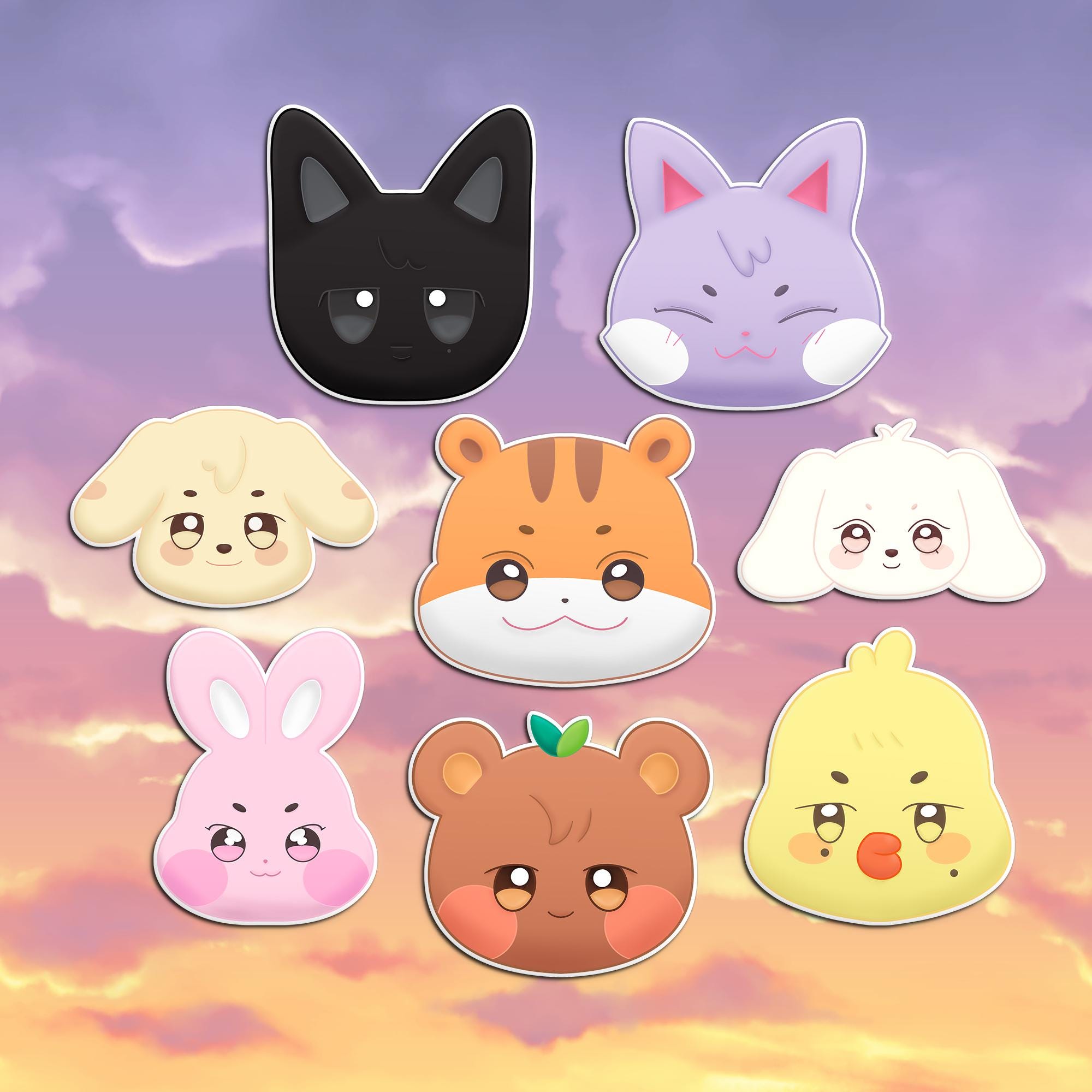 Aniteez Ateez Glitter Stickers, Kpop Animal Characters - Etsy