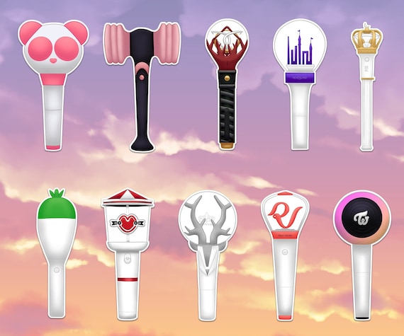 Kpop Girl Group Lightstick Heart Holo Vinyl Stickers Apink BlackPink DreamCatcher Gidle Loona MamaMoo MomoLand Oh My Girl Red Velvet Twice