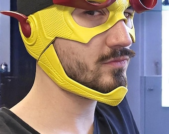 Flash-helm voor kinderen met bril Komisch nauwkeurig cosplaymasker Afneembaar kinstuk Superheldenkostuum