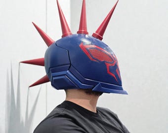 Máscara Spider-Punk 2099: Kit de casco de cosplay con parte trasera magnética para la máscara de héroe araña punk
