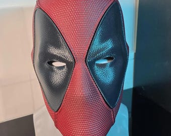 Deadpool Cosplay Helmet - Premium Costume Helmet with Leather Texture - White Eyes Wearable Superhero Prop - Deadpool Mask