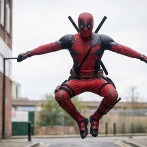 Casco de cosplay de Deadpool - Casco de disfraz premium con textura de cuero - Ojos blancos - Accesorio de superhéroe portátil - Máscara de Deadpool imagen 9