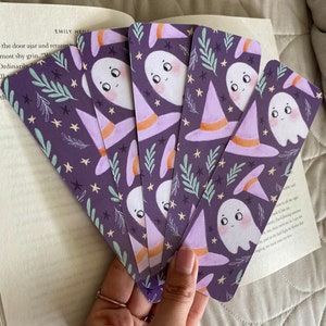 Witchy Ghost Laminated Bookmark, Witchcraft Bookmark, Spooky Bookmark, Cute Bookmark, Moon Bookmark, Psychic Bookmark, Stay Spooky Bookmark