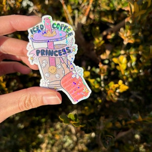 Adesivo de Princesa do Café Gelado, Amante do Café Gelado, Café é Vida, Princesa Passageira, Mas Primeiro Café, Obcecada por Café Gelado, Cafeinada
