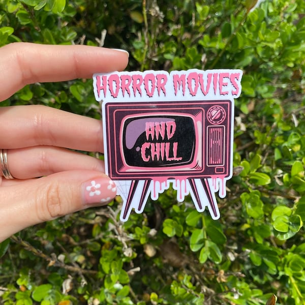 Horror Movie and Chill Sticker, Horror Sticker, Creepy Sticker, Horror Lover, 80s Horror, Scary Sticker, Halloween Stickers, Scary Movies