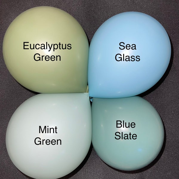 BALLOON PACK/ Balloons by the piece/ Eucalyptus Green/ Sea Glass/ Blue Slate/Mint Green/ balloon DIY