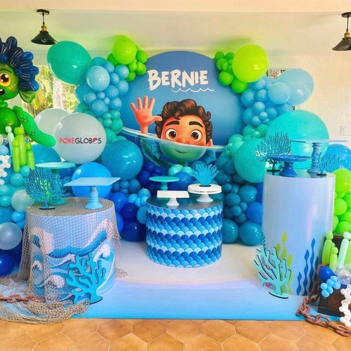 Luca Party Balloons/ Luca Globos/ Luca Birthday/ Green Blue Etsy