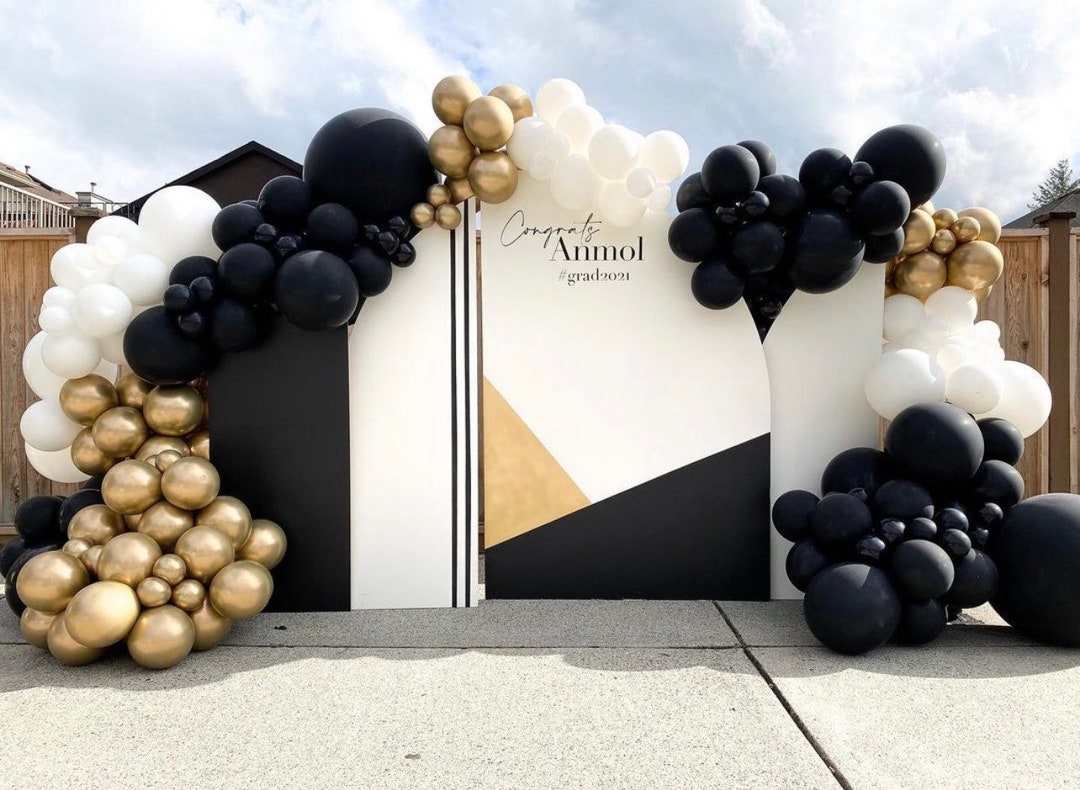Black Gold & White Balloons/ Graduation Balloon Garland/ Grad Balloon